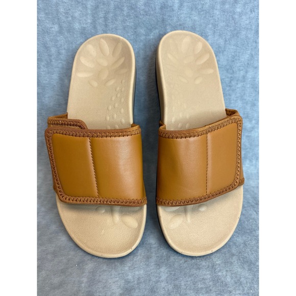 Megnya Orthopedic Slides Sandals Tan‎ Brown Women's Shoes Sz 37 U.S. 6.5 - Picture 8 of 9